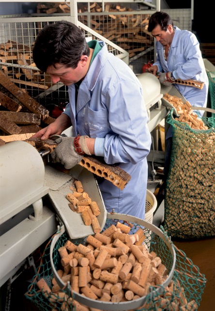 punching natural cork stoppers